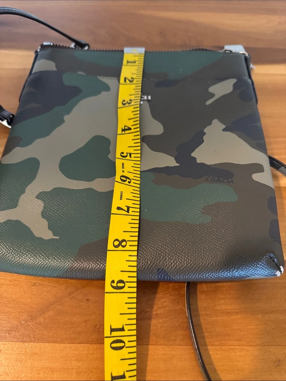 COACH Green Camouflage Print Crossbody Bag With Large Slip-On Pocket